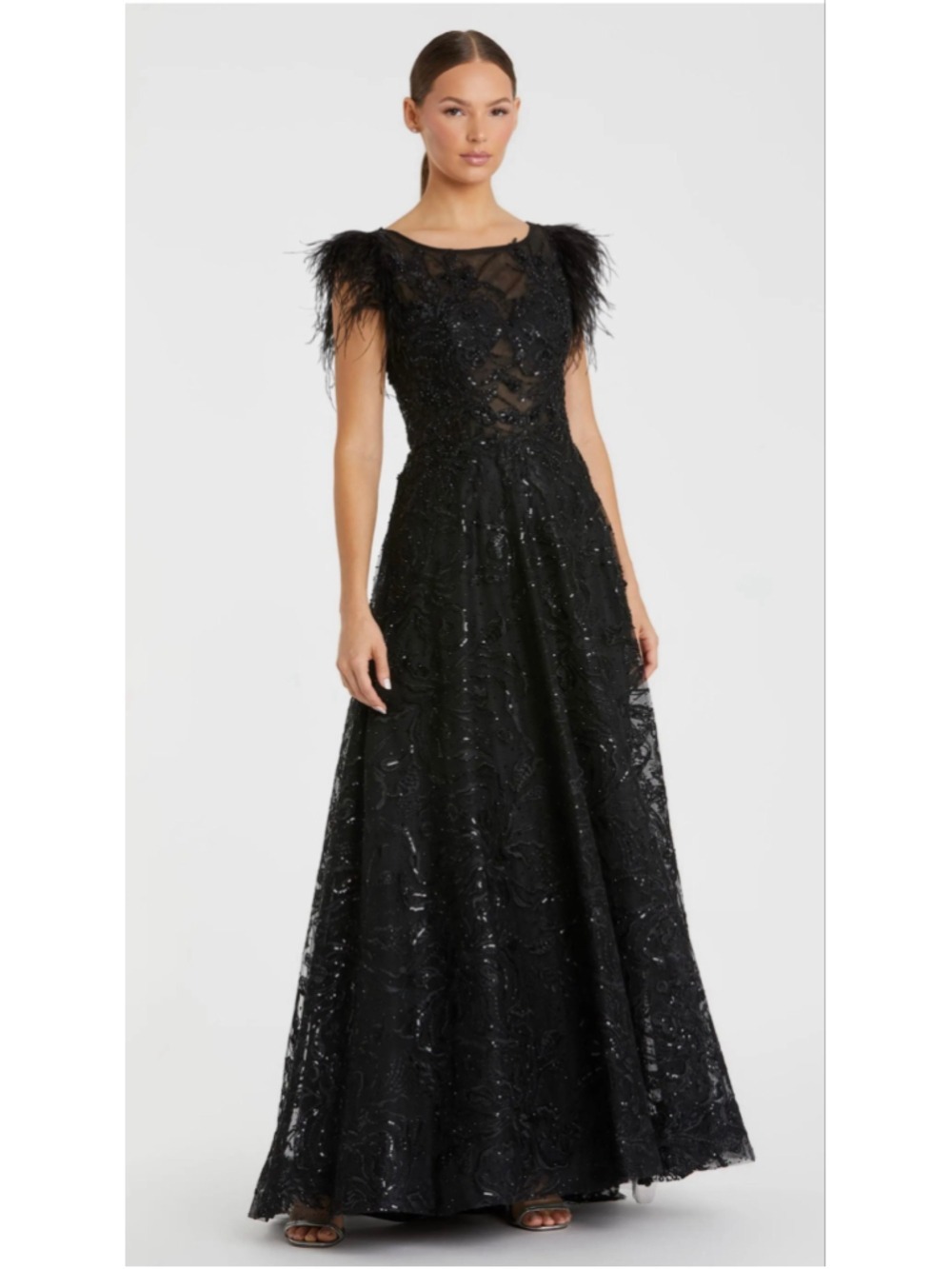 Mac Duggal Black Sequined Gown Sz 2